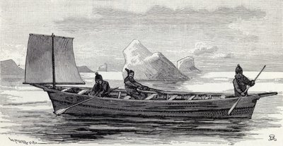 Eskimos in einem Umiak, aus 